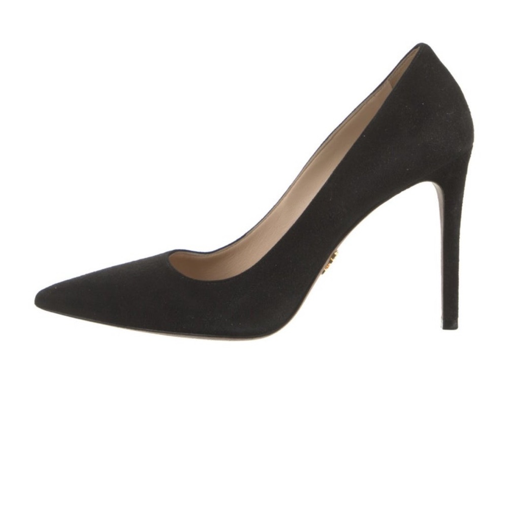 Prada Elegant Black Suede Heels